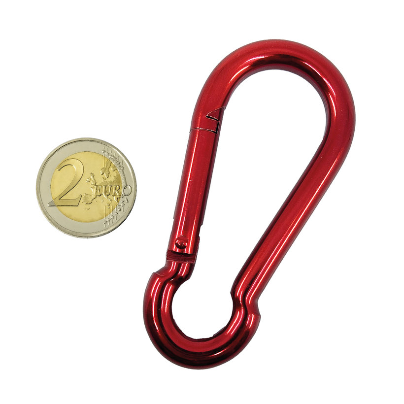 Tűzoltó karabiner DIN 5299C piros 9mm