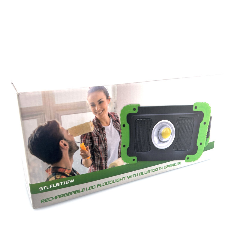 Akkumulátoros szerelő LED reflektor Bluetooth hangszóróval