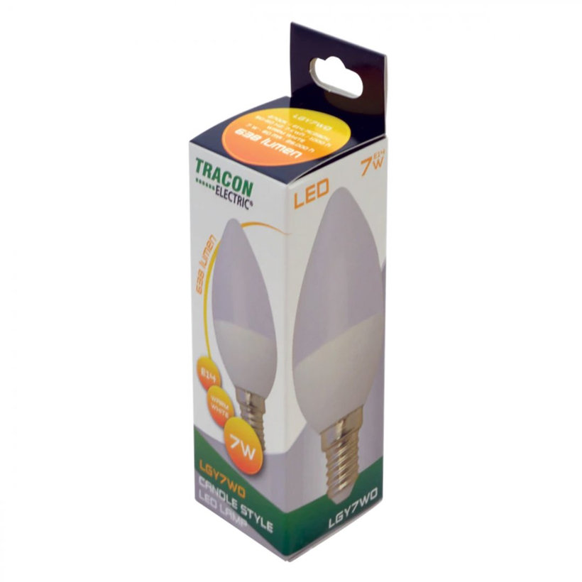 Gyertya burájú LED fényforrás E14 7W - meleg fehér