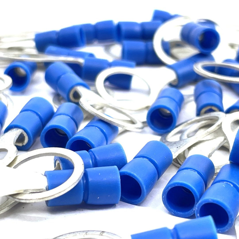 Szigetelt szemes saru, ónozott elektrolitréz, kék 2,5mm²