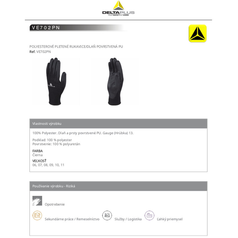 Munkakesztyű VE702PN 07