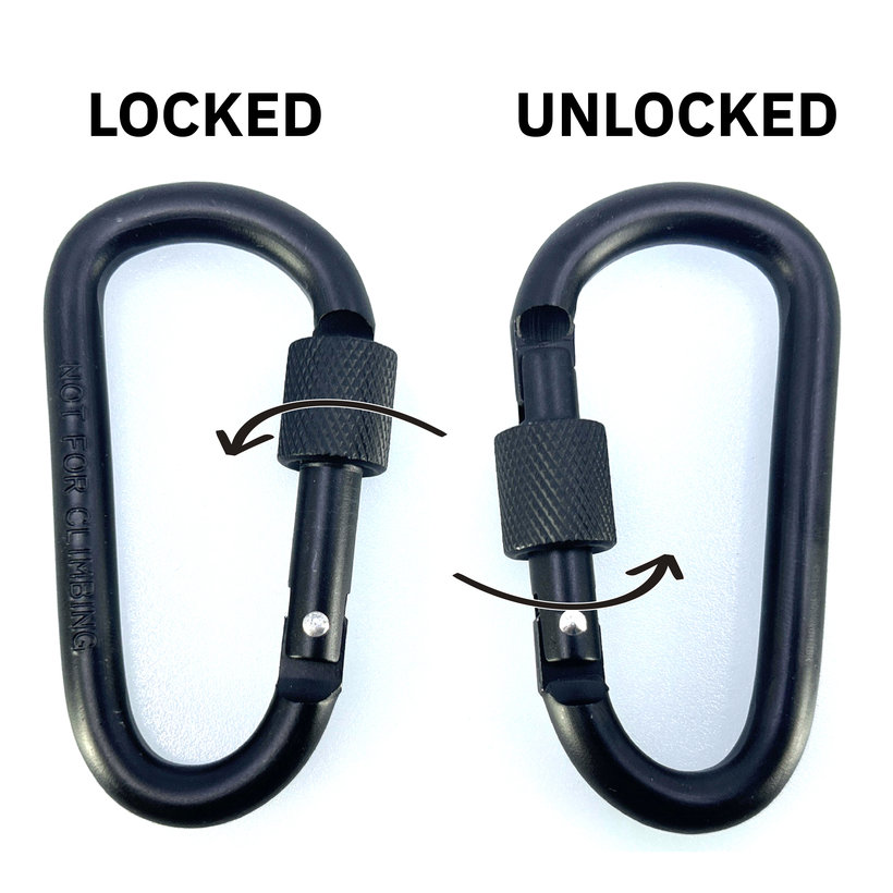Alumínium karabiner biztosítékkal - fekete