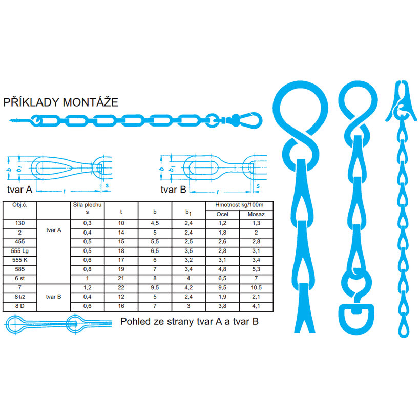 Patentos lánc fényes sárgaréz A 0,3mm