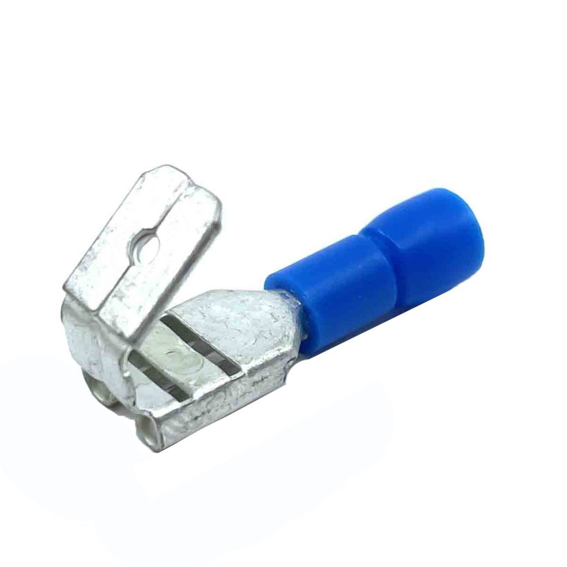 Szigetelt rátolható csatlakozó csap+hüvely, sárgaréz, kék 2,5mm²