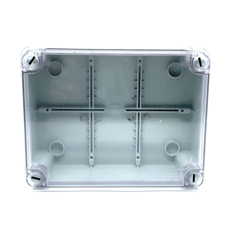 Elektronikai doboz, világos szürke, átlátszó fedéllel IP67 250x200x90mm