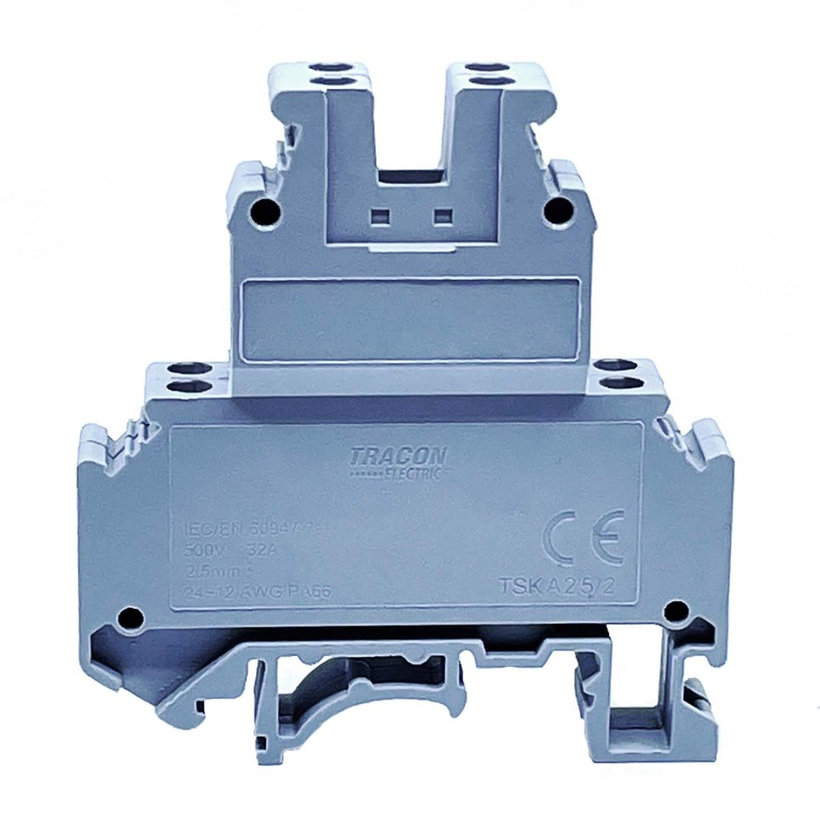 Emeletes ipari sorozatkapocs, csavaros, sínre, szürke 2,5mm²