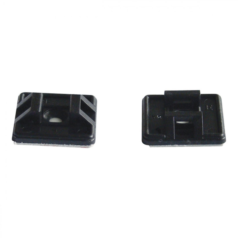 Öntapadós/csavarozható, 4oldalt fűzhető kötegelő talp, fekete 25x25mm