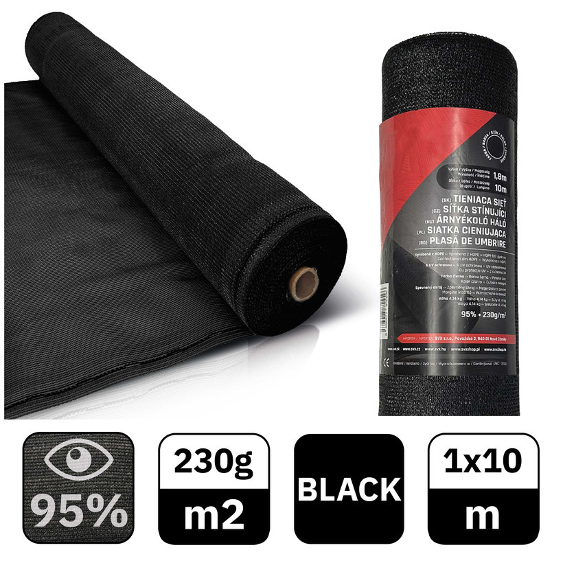 Árnyékoló háló fekete 95% - hosszúság 10m - magasság 1m
