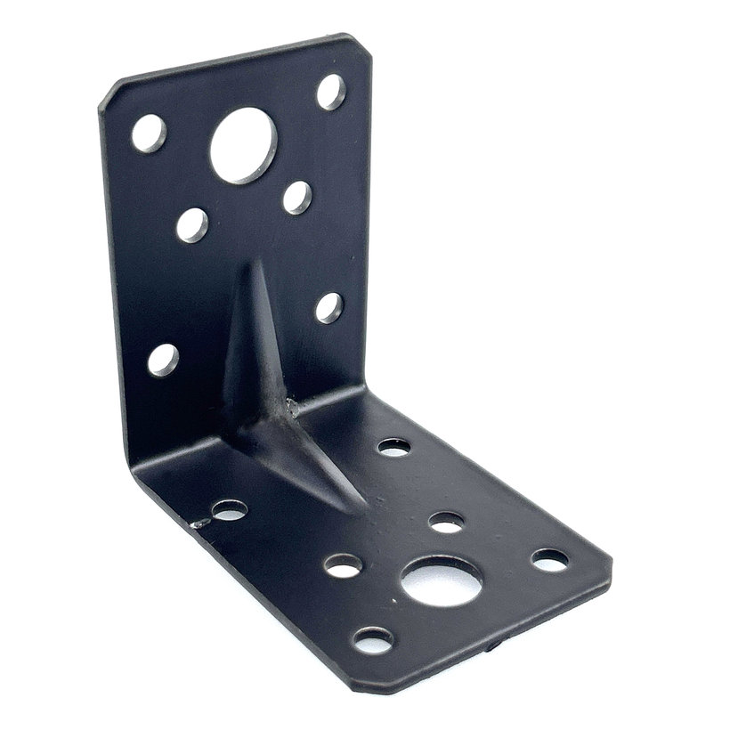 Erősített sarokösszekötő lemez formázással - fekete 10db 60x60x45x2mm