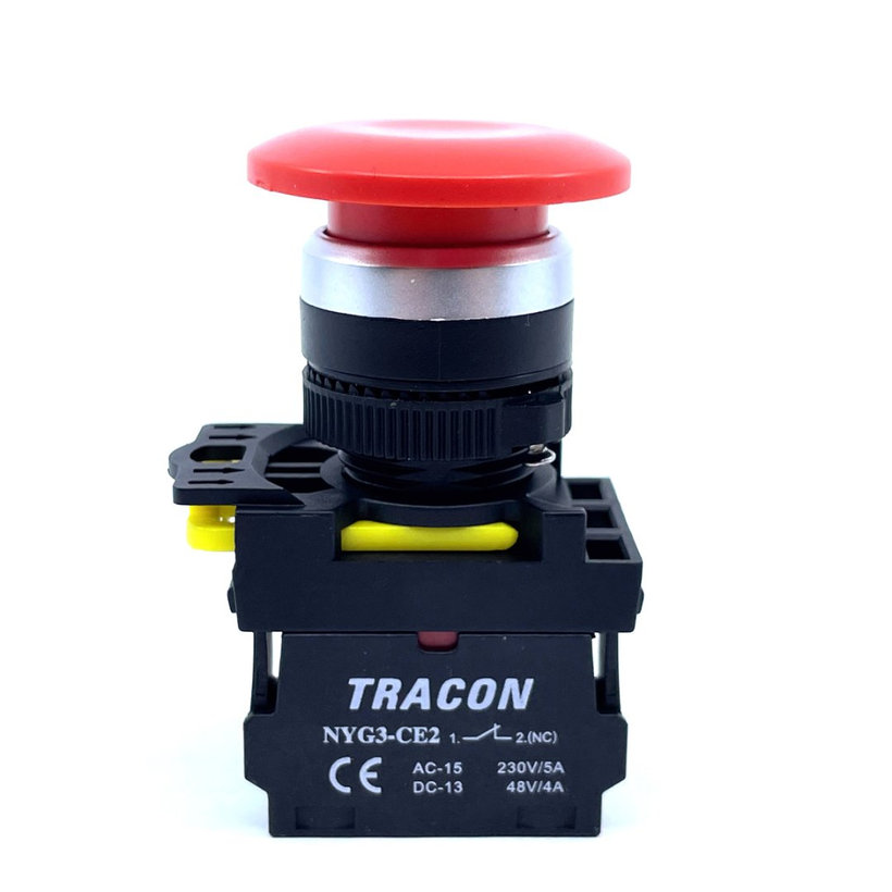 Gombafejű nyomógomb, piros