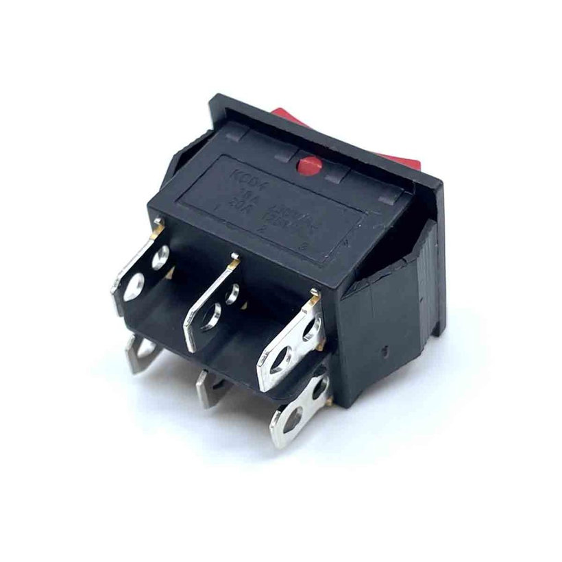 Készülékkapcsoló, háromállású, piros, I-0-II felirattal