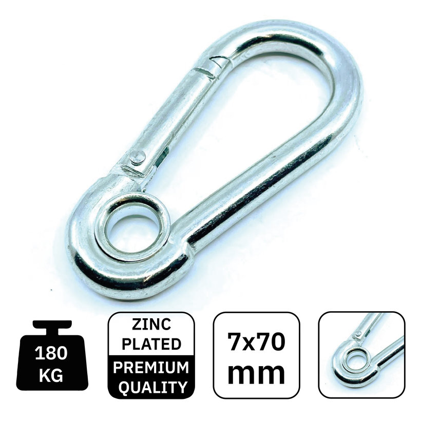 Karabiner gyűrűvel zn 7mm