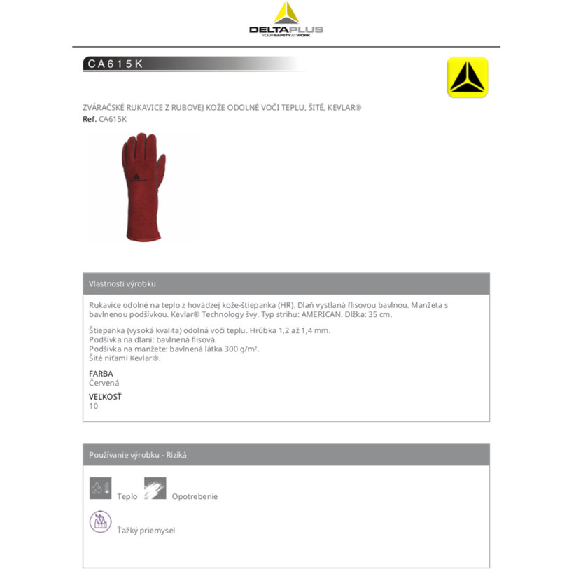 Hegesztő kesztyű CA615 - Kevlar 10