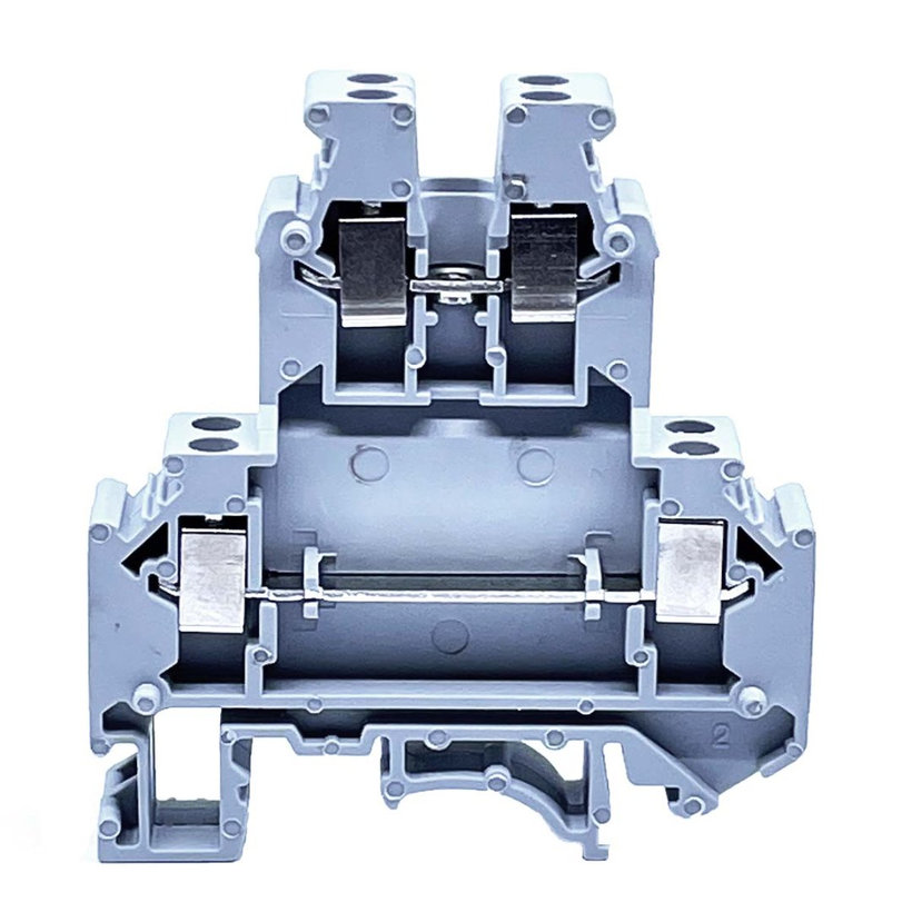 Emeletes ipari sorozatkapocs, csavaros, sínre, szürke 2,5mm²