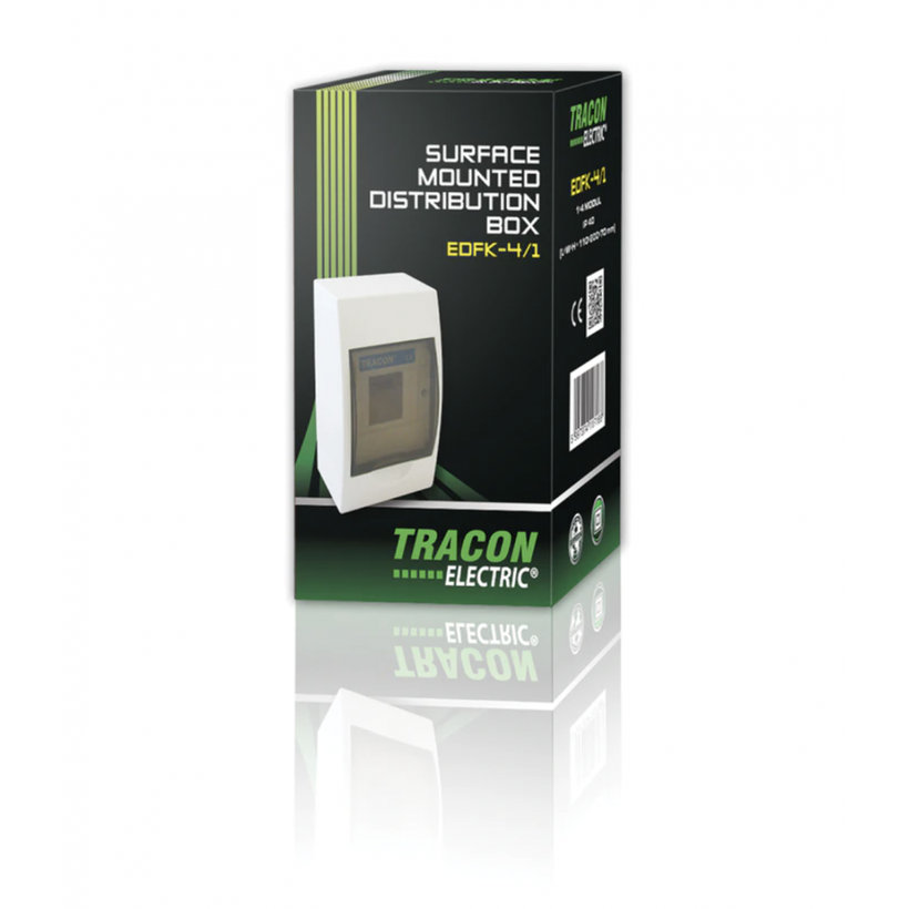 Falon kívüli elosztódoboz, átlátszó ajtóval, N/PE sínnel 140x210x100mm