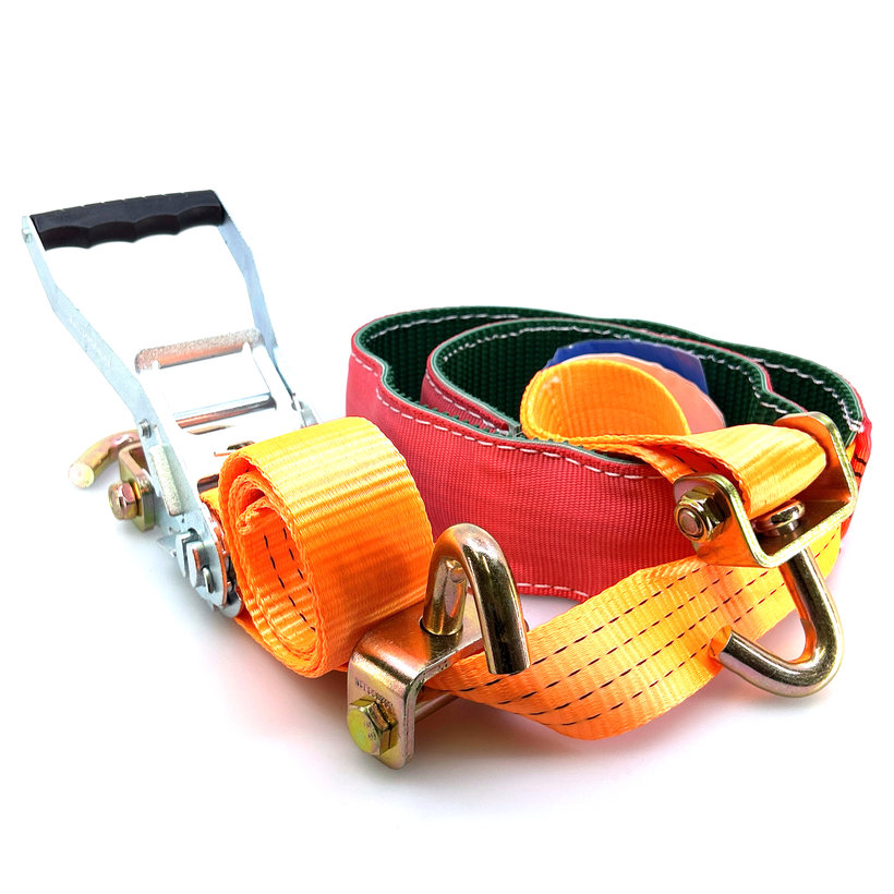 Kerékrögzítő heveder autómentőre, védőhuzattal 4T - 3,5 m + 3 forgó kampó