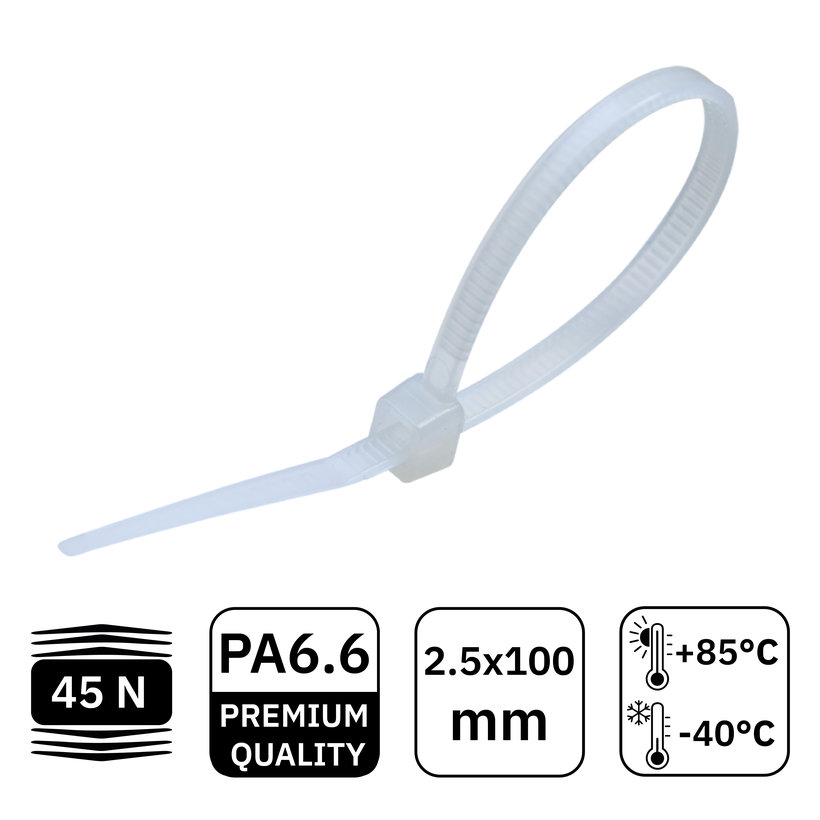 Kábelkötegelő fehér 2,5x100mm