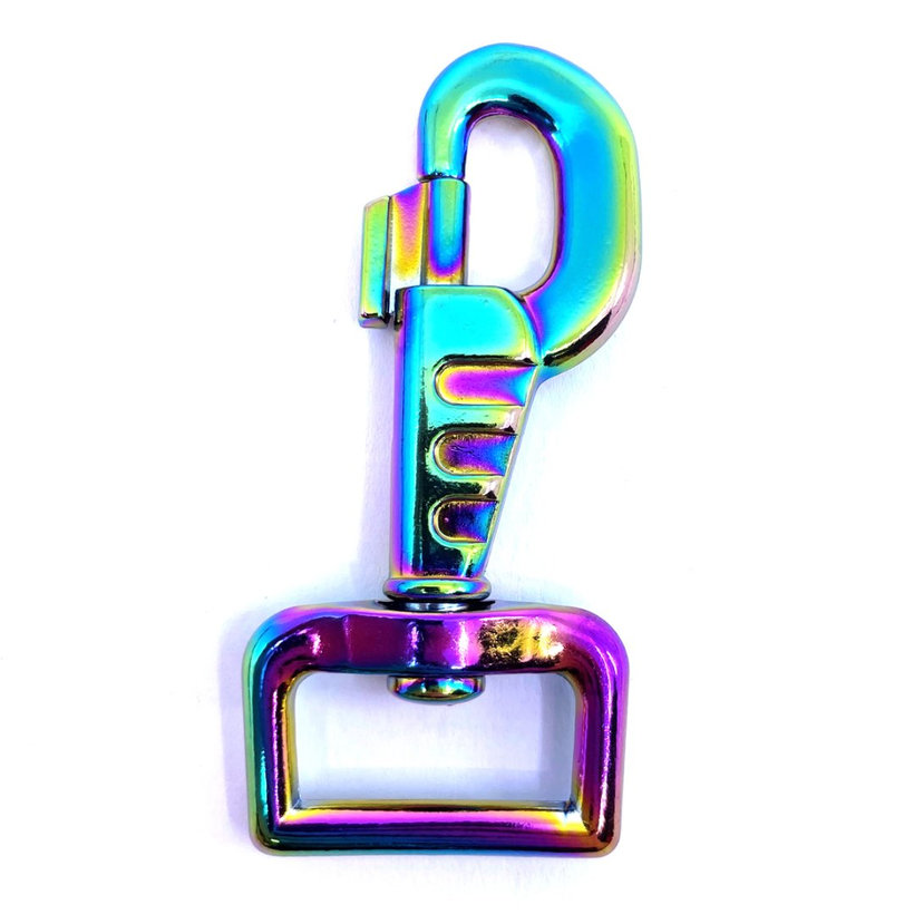 Forgó karabiner felülnyomással, szivárványos 80x25mm