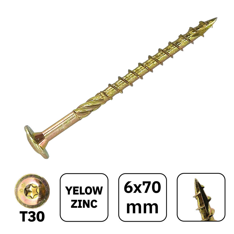 Faszerkezet építőcsavar lemezfejjel TX30 6x70mm