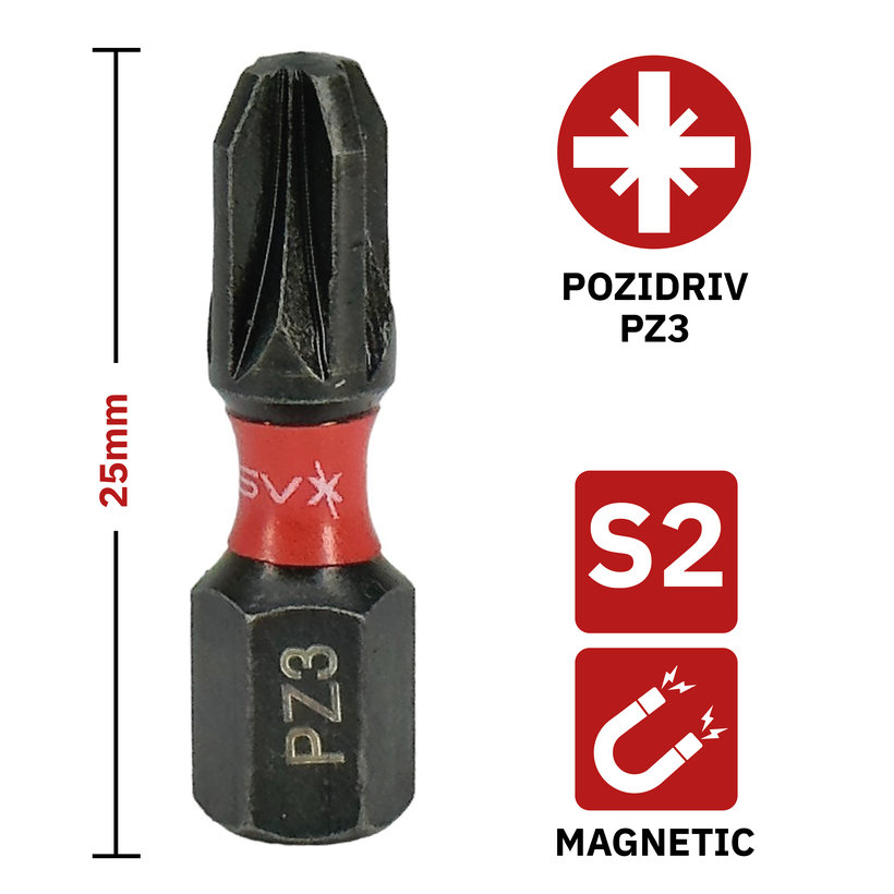 Bit mágneses PZ3x25 mm - 25db