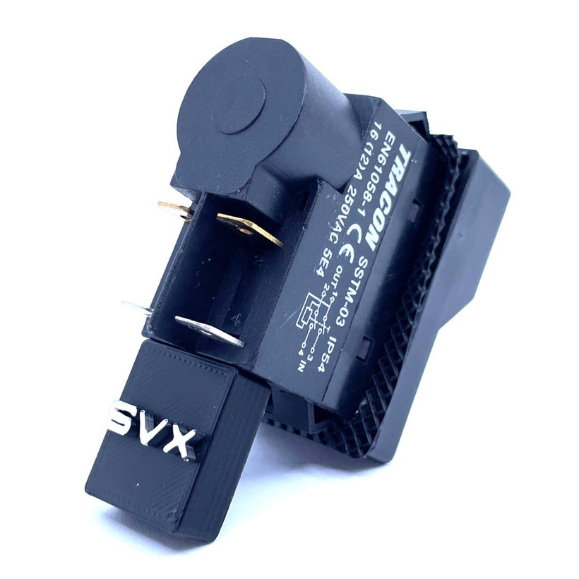 Relés biztonsági kapcsoló, bepattintható, fekete kerettel