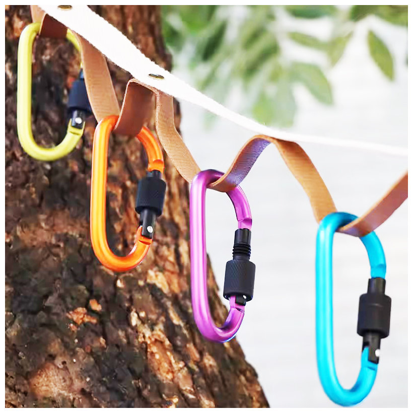 Alumínium karabiner biztosítékkal - narancs