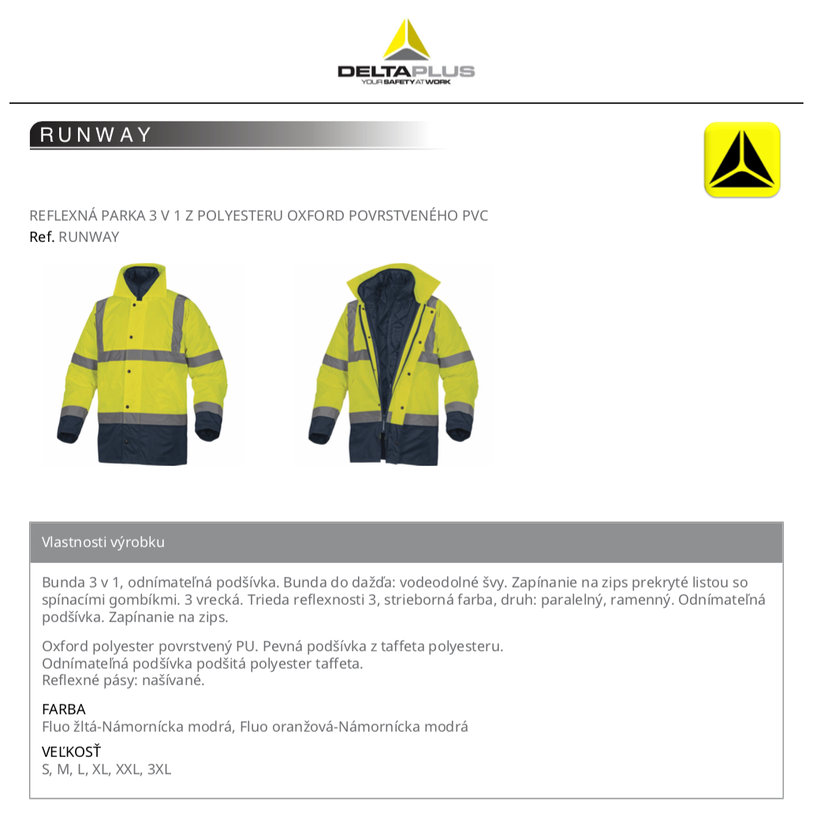 Fényvisszaverő kabát RUNWAY sárga S