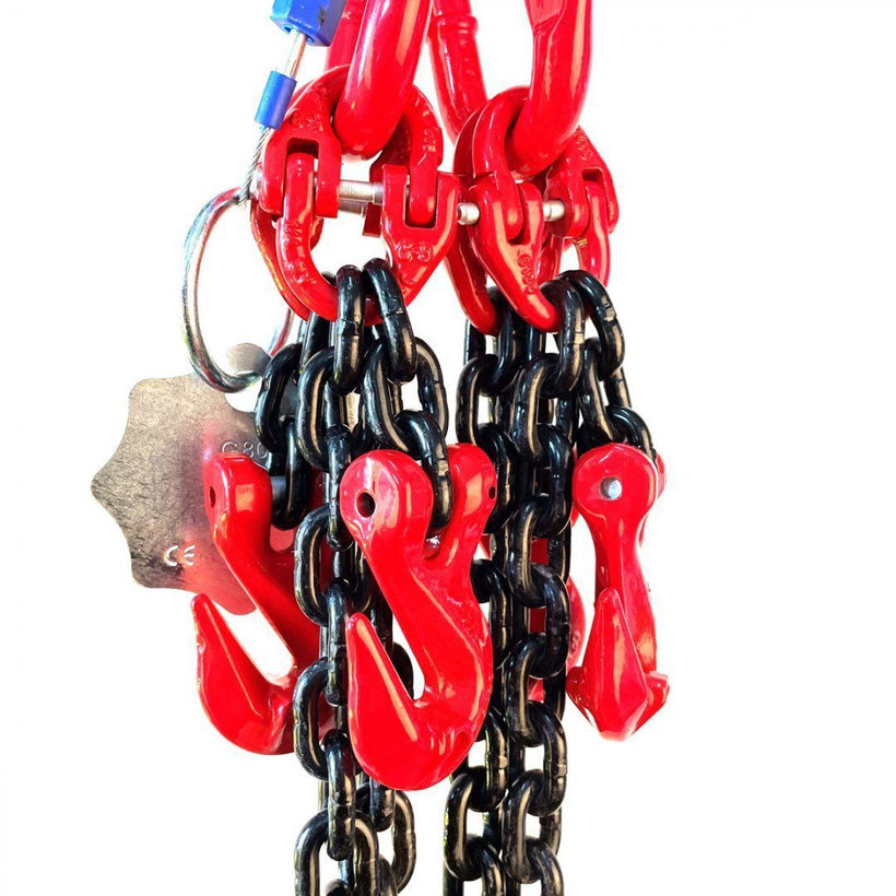 Láncos felfüggesztés szem-4 kampó 80 o. rövidítővel (2 m, 4250/3000 kg, 8 mm)
