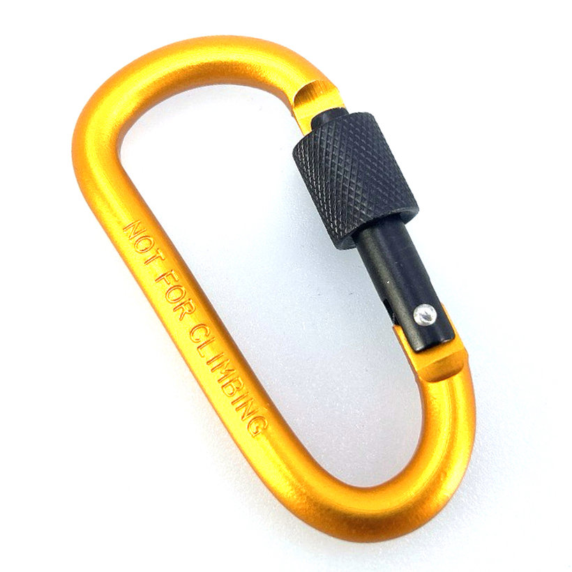 Alumínium karabiner biztosítékkal - sárga