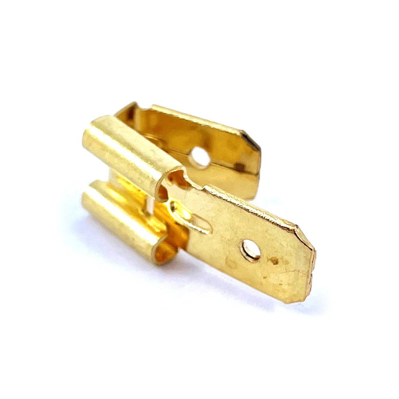 Szigeteletlen rátolható csatlakozó csap+hüvely, sárgaréz 2,5mm²