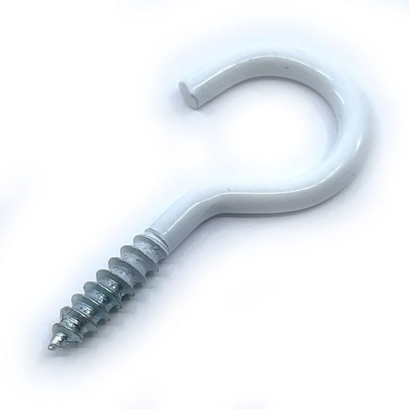 Csavaros kampó - fehér lakk - bliszter 62