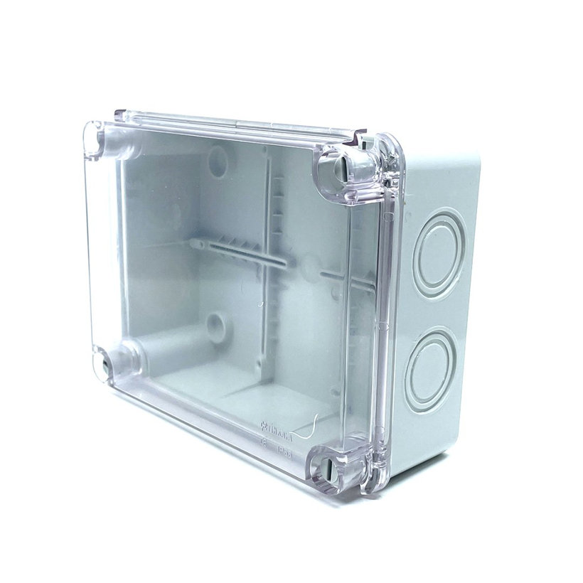 Elektronikai doboz, világos szürke, átlátszó fedéllel IP67 190x145x80mm