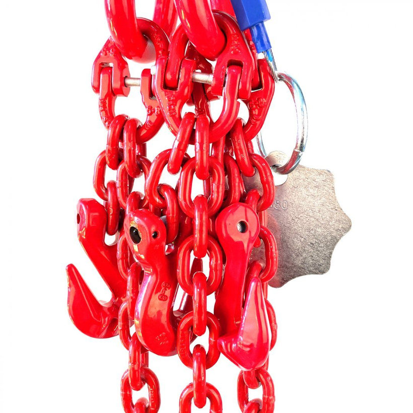Láncos felfüggesztés szem-3 kampó 80 o. rövidítővel (1,5 m, 2360/1700 kg, 6 mm)