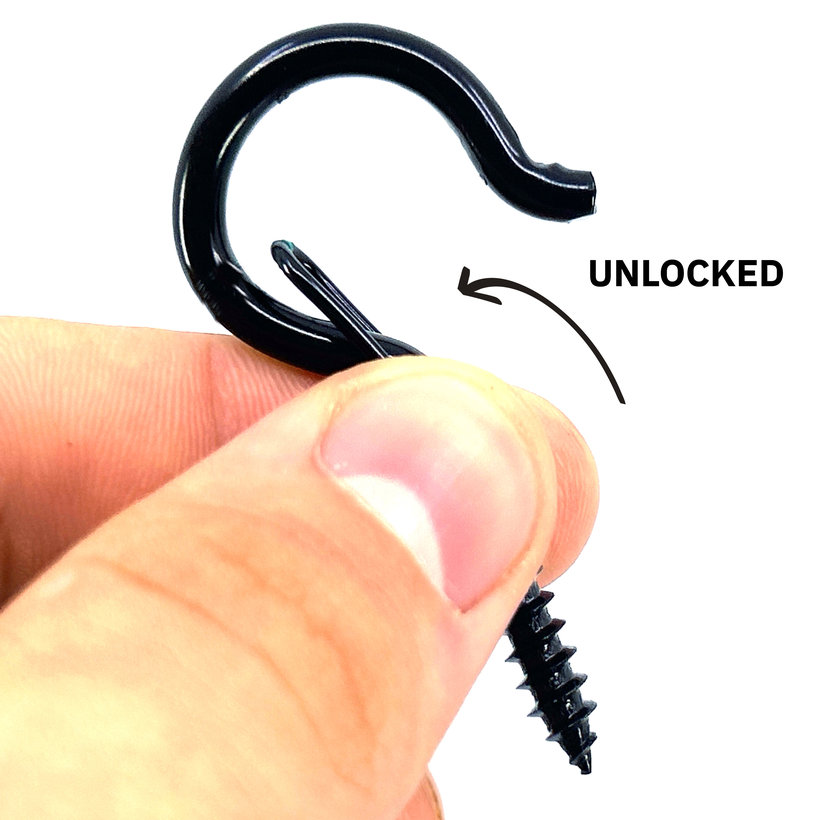 Dekoratív szem csavarral, Q-alakú - fekete