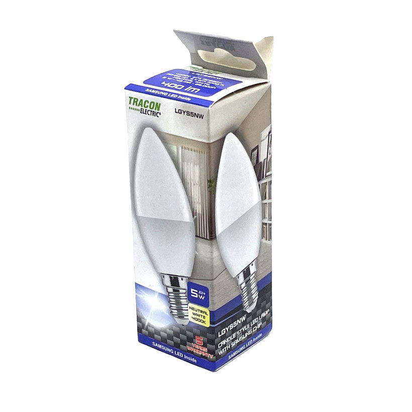 LED izzó gyertya E14 5W - semleges - chippel