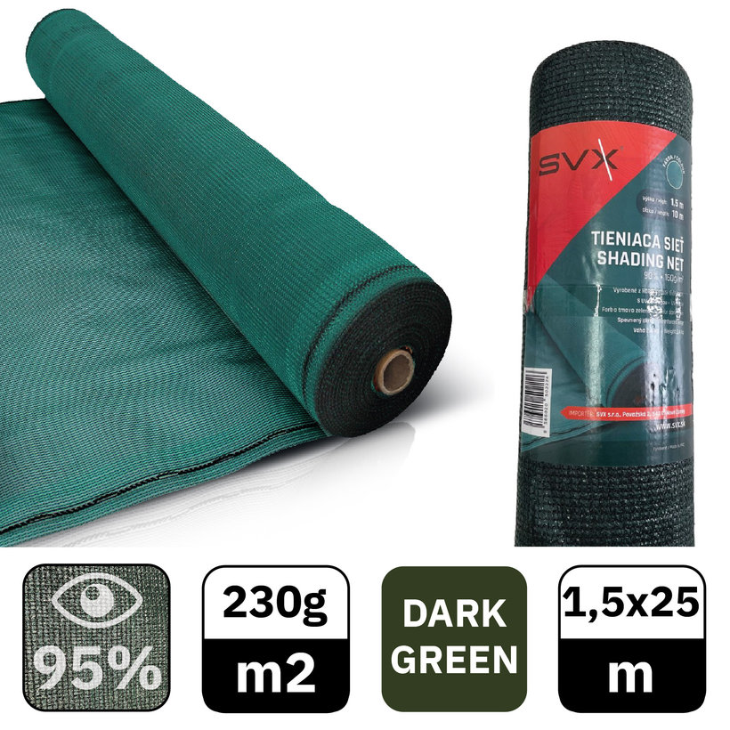 Árnyékoló háló zöld 95% - hosszúság 25m - magasság 1,5m