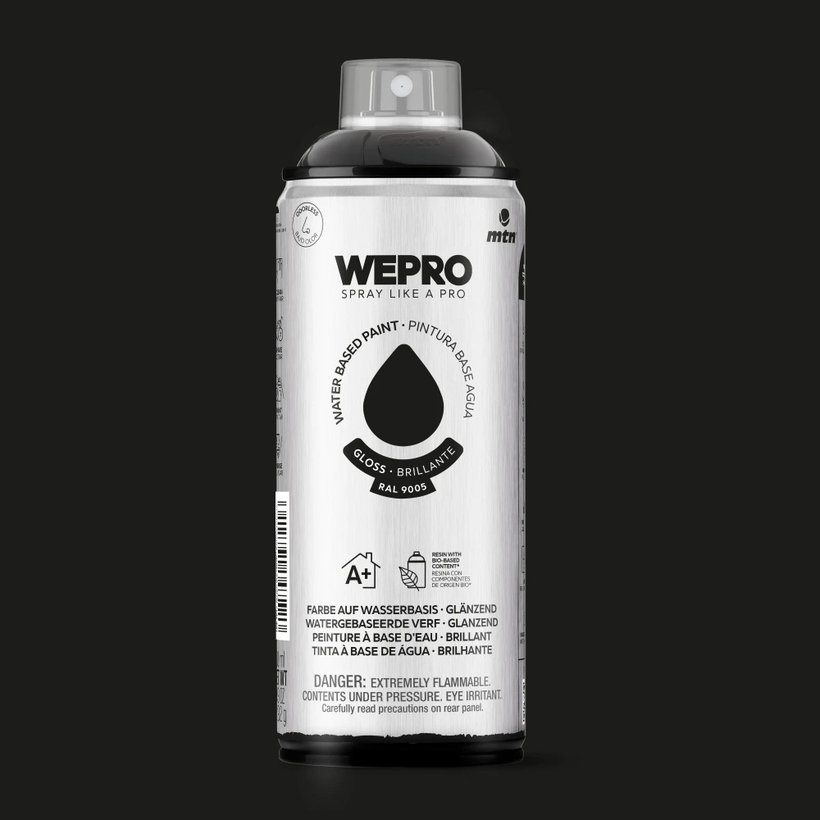 WEPRO Spray – vízbázisú, fényes festék – Cosmos Black RAL 9005