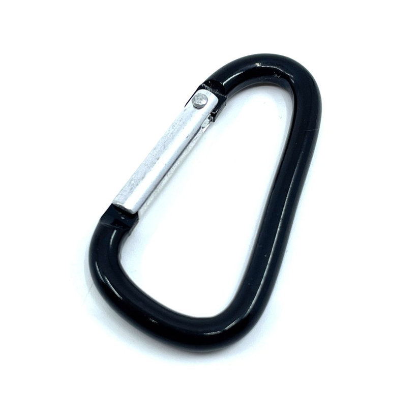 Karabiner alumínium D-alakú - fekete 5mm