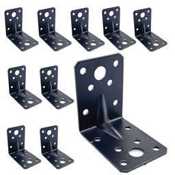 Erősített sarokösszekötő lemez formázással - fekete 10db 60x60x45x2mm