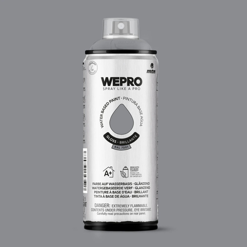 WEPRO Spray – vízbázisú, fényes festék – Manchester Grey RAL 7001