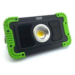 Akkumulátoros szerelő LED reflektor Bluetooth hangszóróval