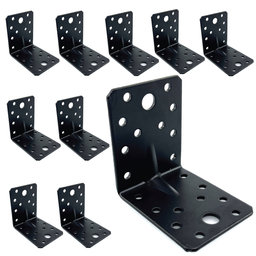 Erősített sarokösszekötő lemez formázással - fekete 10db 70x70x55x2,5mm