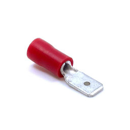 Szigetelt rátolható csatlakozó csap, sárgaréz, piros 1,5mm²