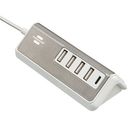 Sarok kialakítású rozsdamentes USB töltőállomás 4× USB-A + USB-C, 1,5 m – 1508230