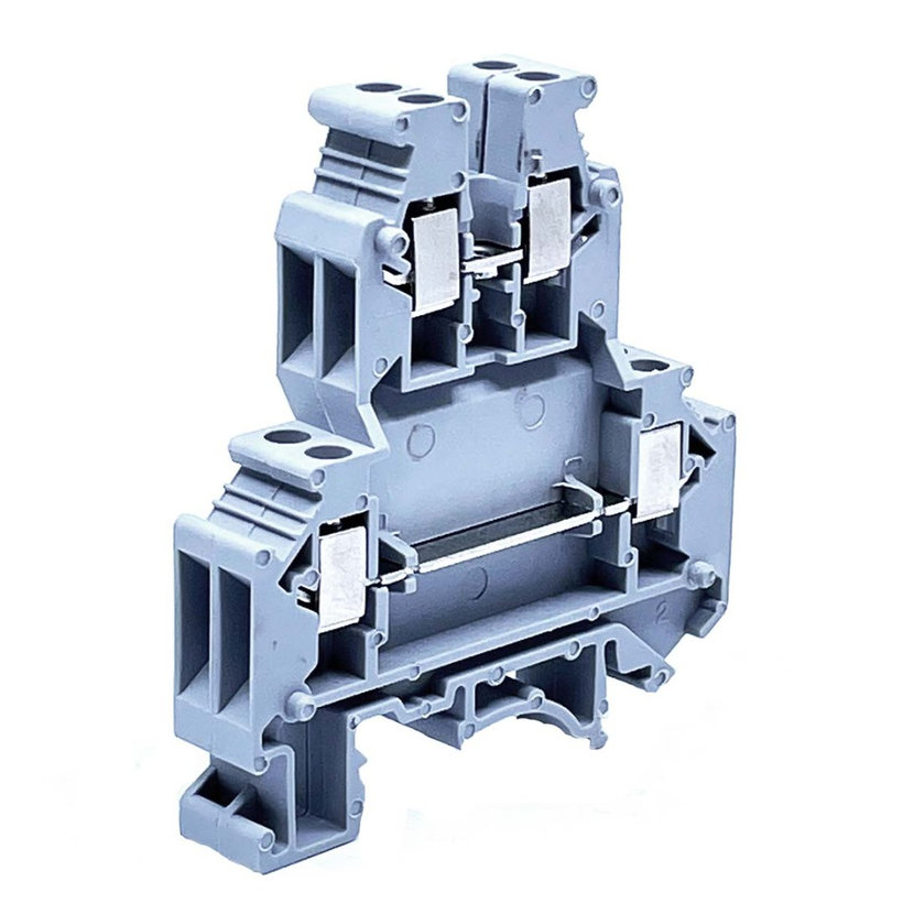 Emeletes ipari sorozatkapocs, csavaros, sínre, szürke 2,5mm²