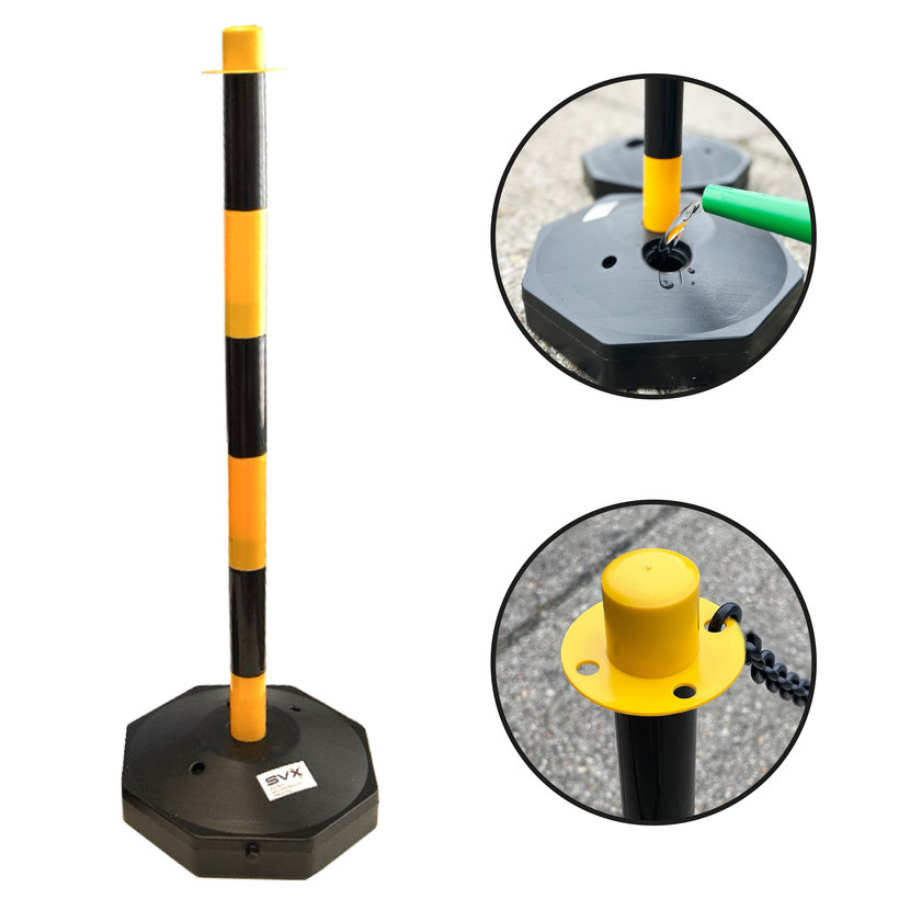 Tartóoszlop jelzőlánchoz fekete-sárga 90cm