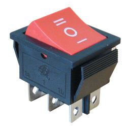 Készülékkapcsoló, háromállású, piros, I-0-II felirattal