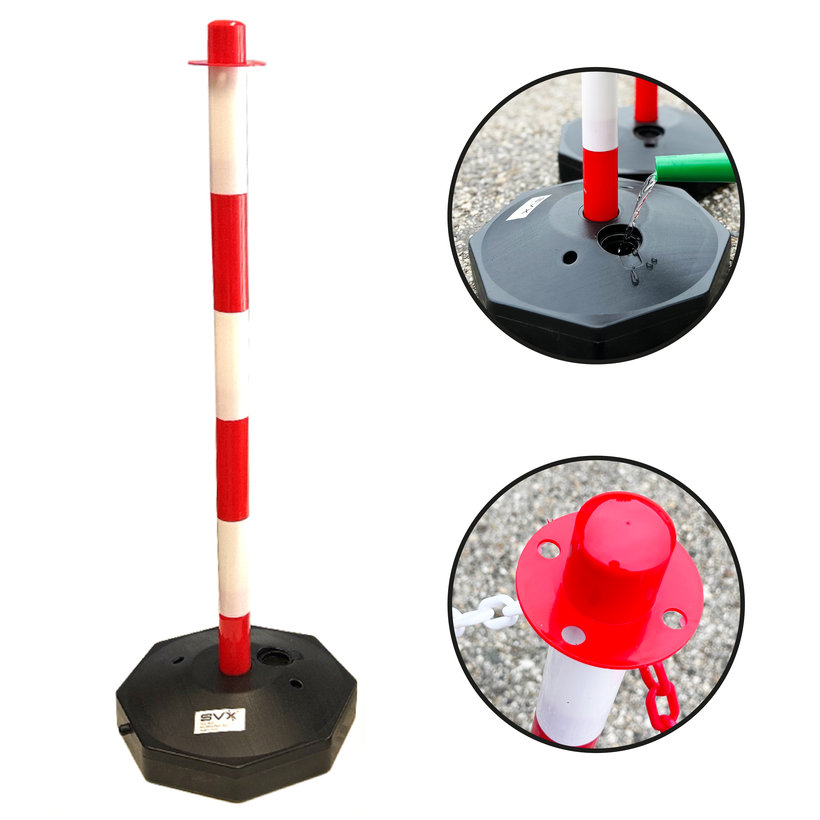 Tartóoszlop jelzőlánchoz piros-fehér 90cm