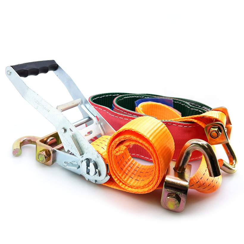 Kerékrögzítő heveder autómentőre, védőhuzattal 4T - 3,5 m + 3 forgó kampó