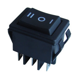 Készülékkapcsoló, váltó, fekete, nyomókapcs., I-0-II felirat